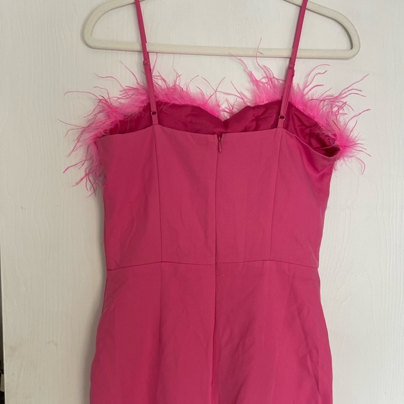 Strut & Bolt Pink Feather-Trim Dress M - Picture 5 of 5